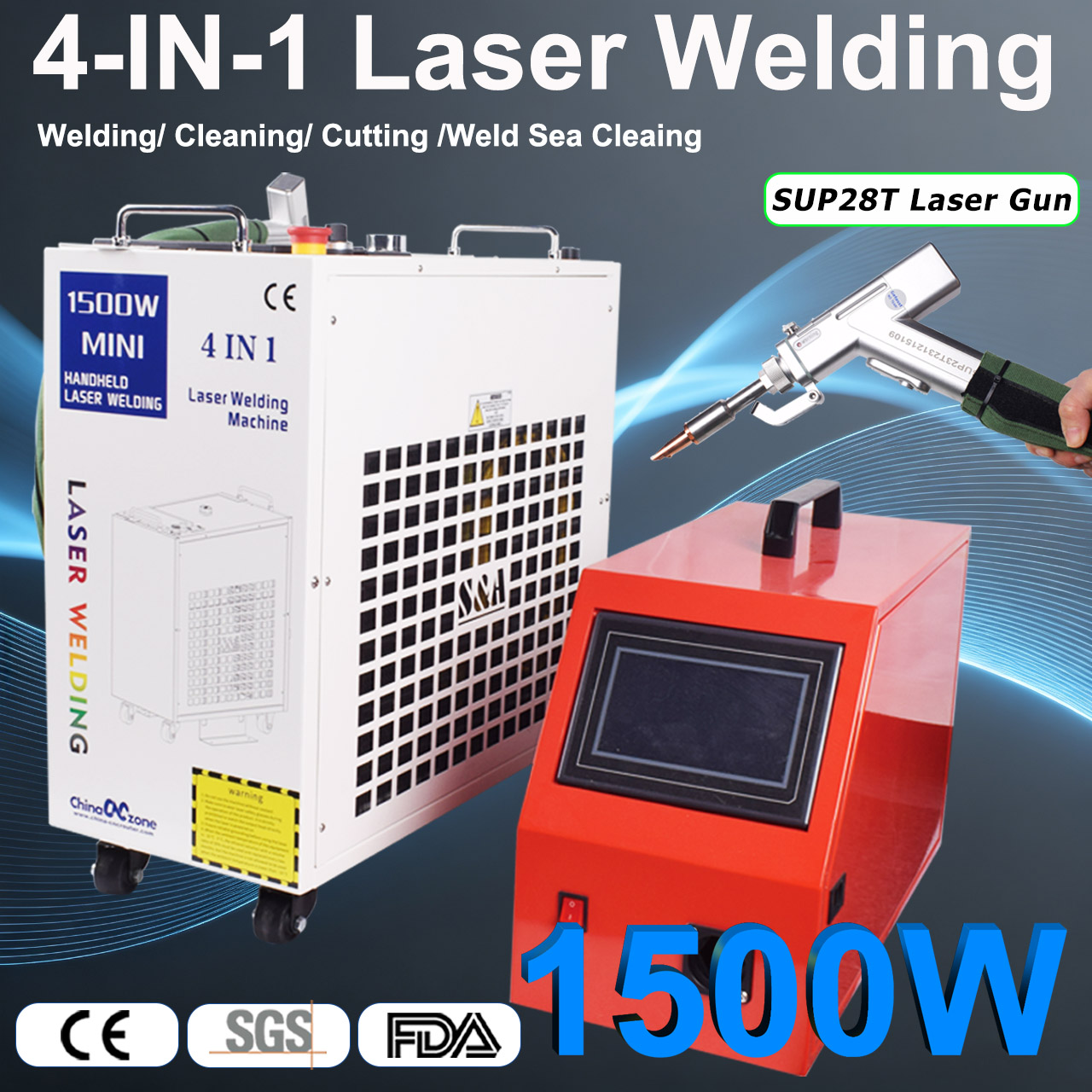 Laser Soldering Machine Handheld - 1500W Faserlaser-Schweißmaschine 4-in-1 Schweißen Reinigung Schneiden